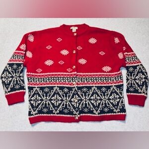 Vintage Eddie Bauer Nordic Fair Isle Wool/Alpaca Cardigan Sweater  xxl